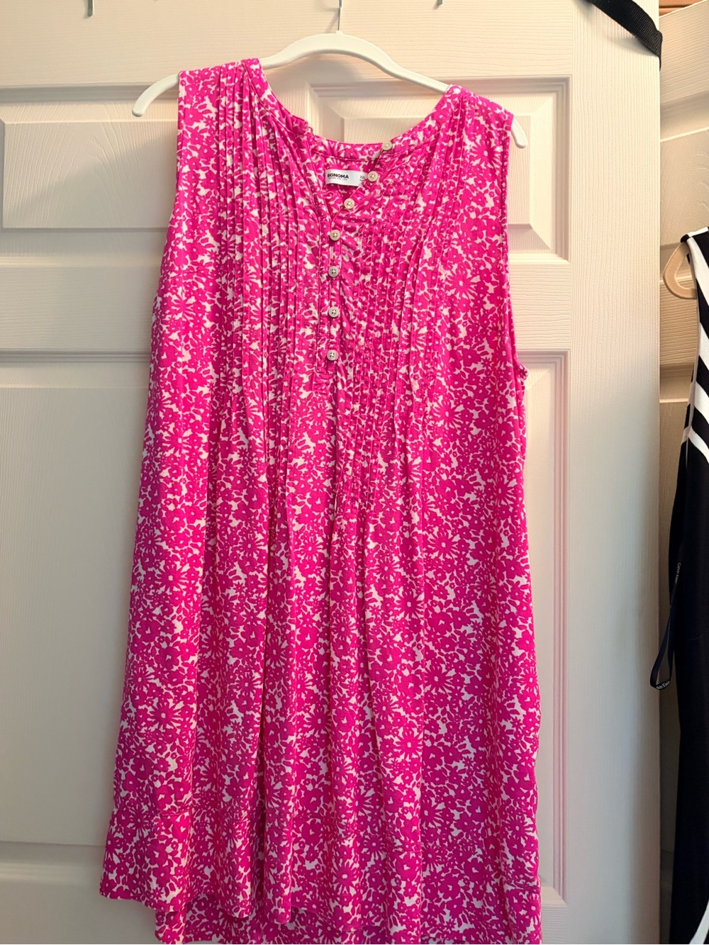 Sonoma Fuchsia & White Printed Tunic Top